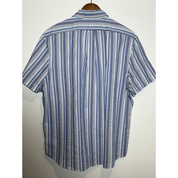 Polo Ralph Lauren Oxford Button Down Short Sleeve Classic Fit Blue Stripe XL - Picture 2 of 5